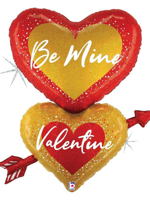 33in Betallic Be Mine Valentine Heart Arrow Balloon