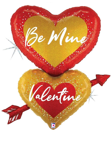 33in Betallic Be Mine Valentine Heart Arrow Balloon