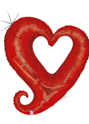33in Betallic Chain of Hearts Red Holographic Balloon