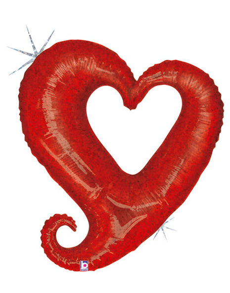 33in Betallic Chain of Hearts Red Holographic Balloon
