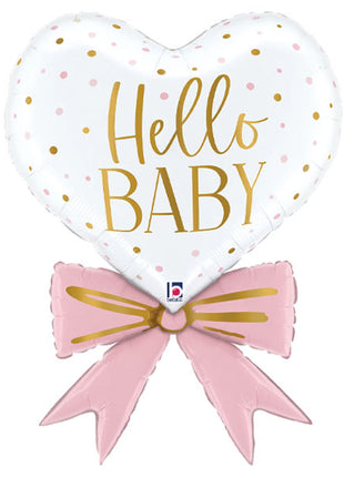 34in Betallic Pink Baby Bow Heart Balloon