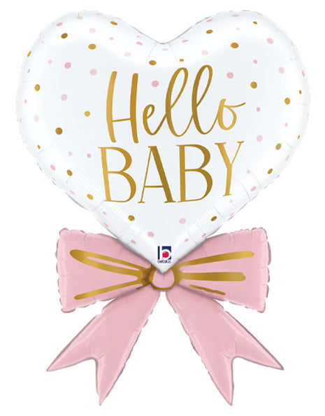 34in Betallic Pink Baby Bow Heart Balloon