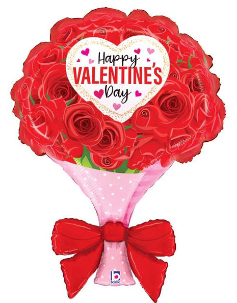 32in Betallic Valentine Wrapped Roses Balloon