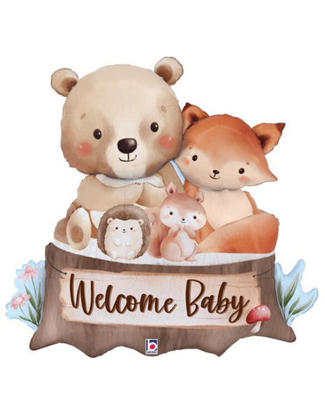 34in Betallic Woodland Welcome Baby Balloon