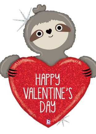35in Betallic Valentine Sloth Holographic Balloon
