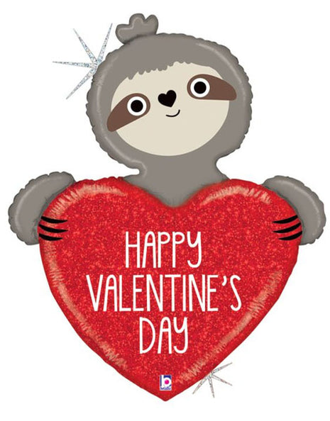 35in Betallic Valentine Sloth Holographic Balloon