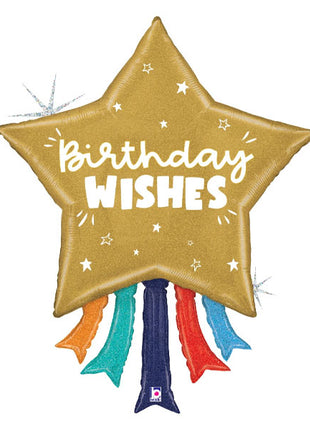 36in Betallic Birthday Wishes Star Balloon