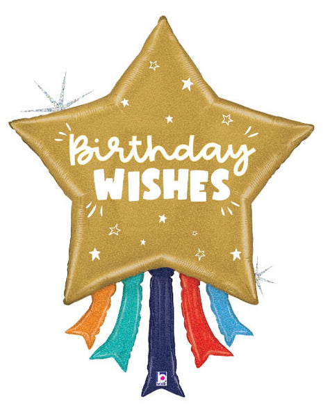 36in Betallic Birthday Wishes Star Balloon