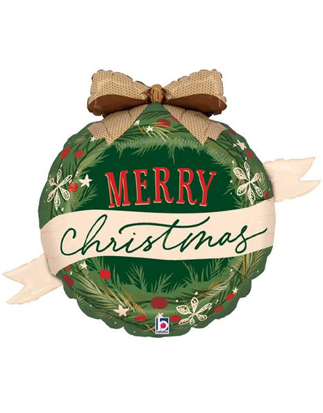 36in Betallic Cozy Christmas Wreath Balloon