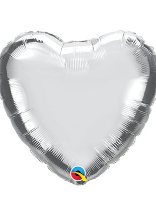 36in Qualatex Solid Silver Heart Balloon