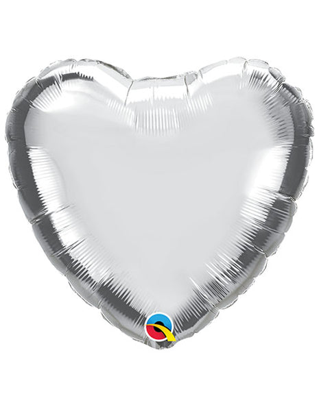36in Qualatex Solid Silver Heart Balloon