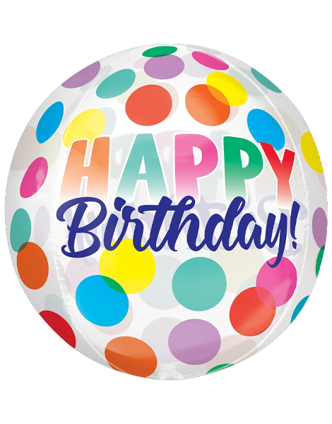 16in Anagram Happy Birthday Big Dots Orbz Balloon - Joker Party Supply
