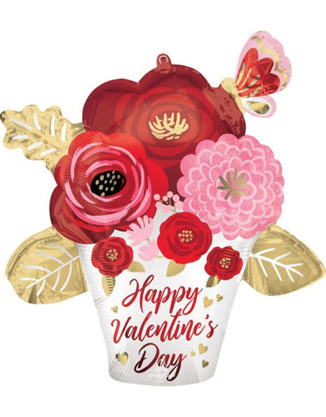 37in Anagram Happy Valentine's Day Satin Painted Flowers Balloon