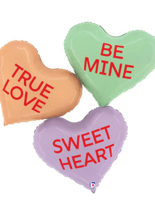 37in Betallic Conversation Heart Messages Balloon