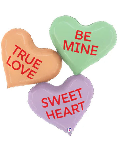 37in Betallic Conversation Heart Messages Balloon