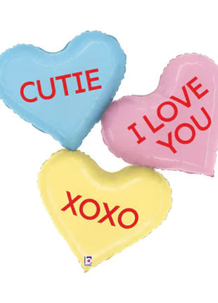 37in Betallic Conversation Heart Messages Balloon