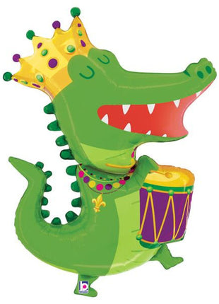 37in Betallic Mardi Gras Party Gator Balloon