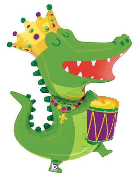 37in Betallic Mardi Gras Party Gator Balloon