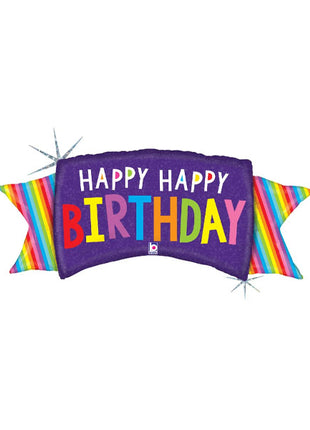39in Betallic Rainbow Banner Birthday Balloon