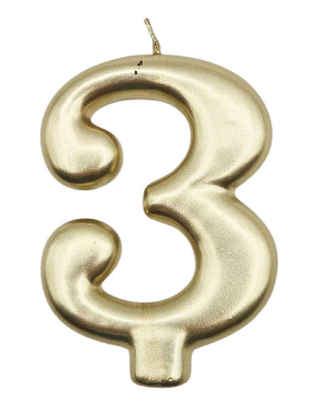 Vela dorada número 3 de Party Bake
