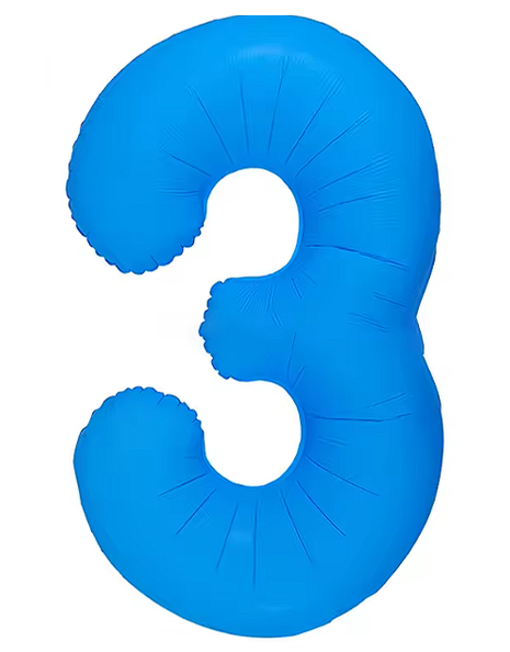 Globo azul neón número 3 de DecoChamp de 34 pulgadas
