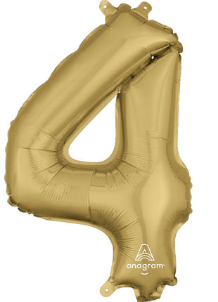 34in Anagram White Gold Number 4 Balloon - Joker Party Supply