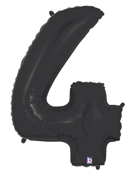 34in Betallic Black Number 4 Megaloons - Joker Party Supply