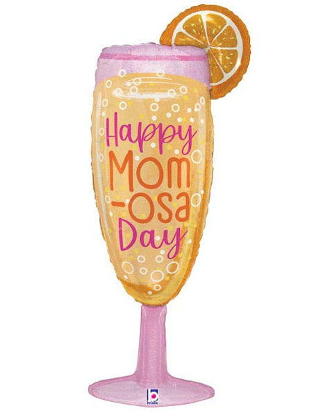 40in Betallic Happy MOM-OSA Day Champagne Glass Balloon
