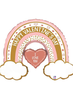 29in Betallic Rose Gold Valentine Rainbow Balloon