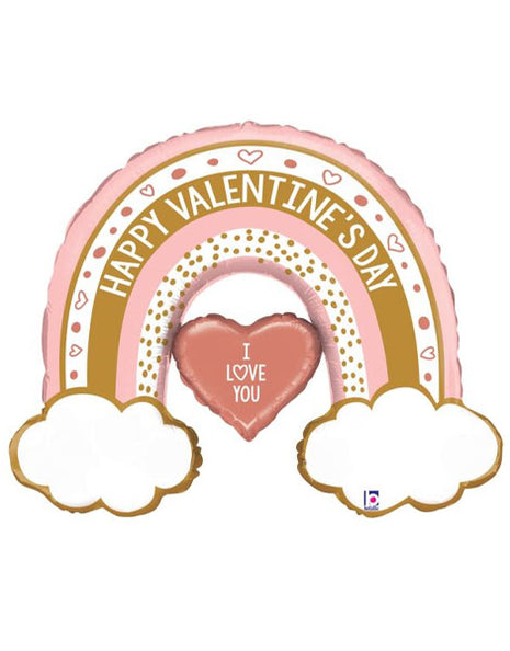 29in Betallic Rose Gold Valentine Rainbow Balloon