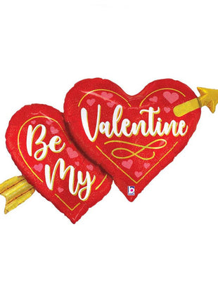 40in Betallic Valentine Two Hearts Arrow Balloon