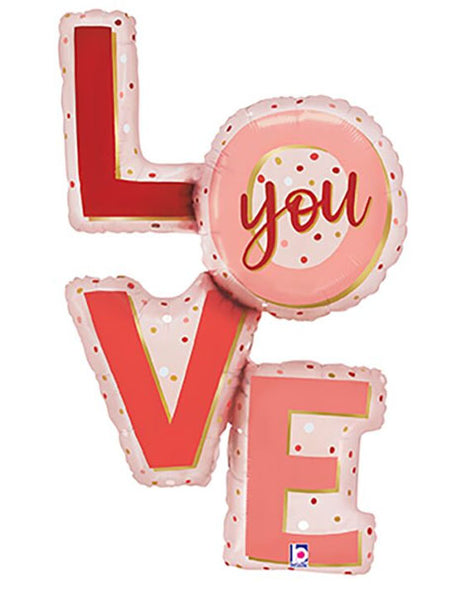 41in Betallic LOVE You Pink Blush Balloon