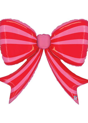 41in Betallic Striped Red Bow Balloon