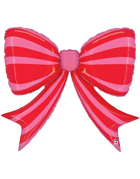 41in Betallic Striped Red Bow Balloon