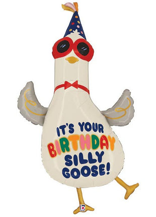 42in Betallic Happy Birthday Day Silly Goose Balloon