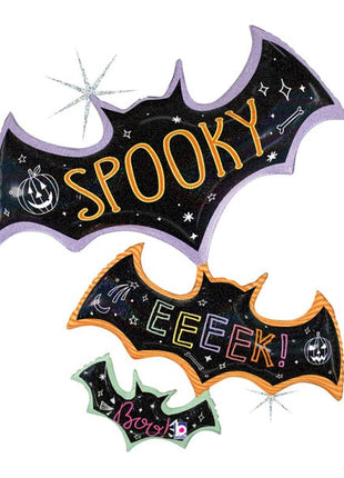 42in Betallic Spooky Pastel Bat Trio Balloon