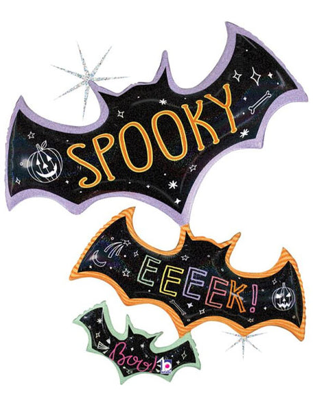 42in Betallic Spooky Pastel Bat Trio Balloon