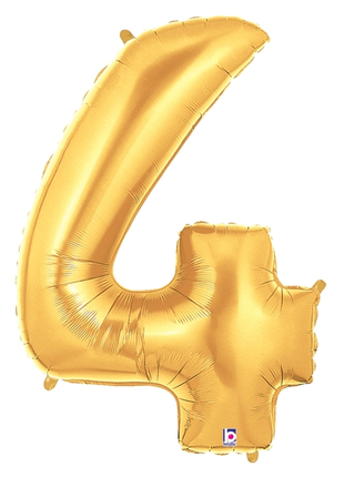 34in Betallic Gold Number 4 Megaloons - Joker Party Supply