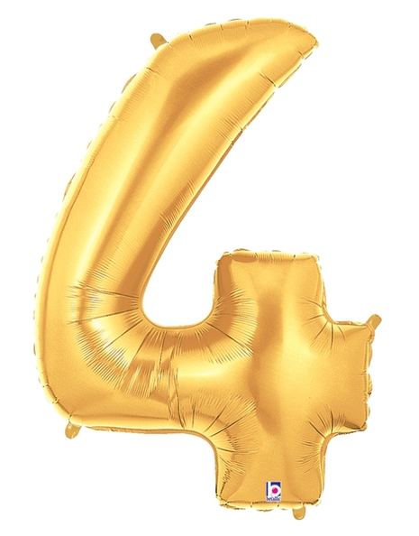 34in Betallic Gold Number 4 Megaloons - Joker Party Supply
