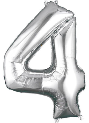 34in Anagram Silver Number 4 Balloon - Joker Party Supply