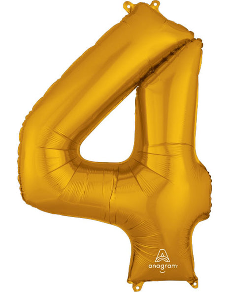34in Anagram Gold Number 4 Balloon - Joker Party Supply