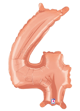 14in Betallic Air-Filled Rose Gold Number 4 Balloon - Joker Party Supply