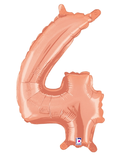 14in Betallic Air-Filled Rose Gold Number 4 Balloon - Joker Party Supply