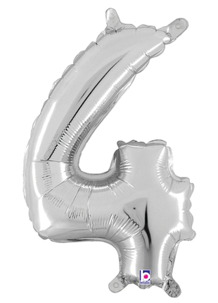 14in Betallic Air-Filled Silver Number 4 Balloon - Joker Party Supply