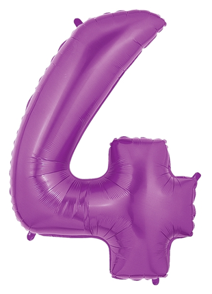 34in Betallic Purple Number 4 Megaloons - Joker Party Supply