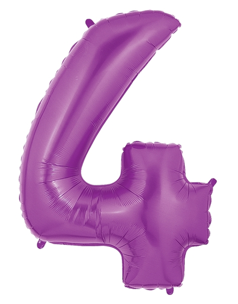34in Betallic Purple Number 4 Megaloons - Joker Party Supply