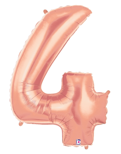 34in Betallic Rose Gold Number 4 Megaloons - Joker Party Supply