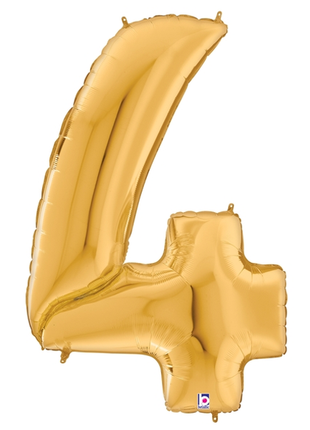 64in Betallic Gold Number 4 Gigaloons - Joker Party Supply