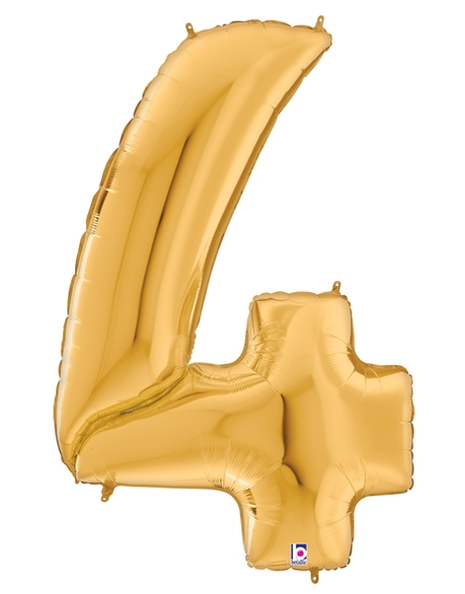 64in Betallic Gold Number 4 Gigaloons - Joker Party Supply