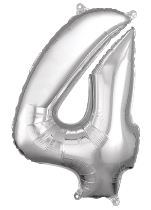 26in Anagram Silver Number 4 Balloon - Joker Party Supply